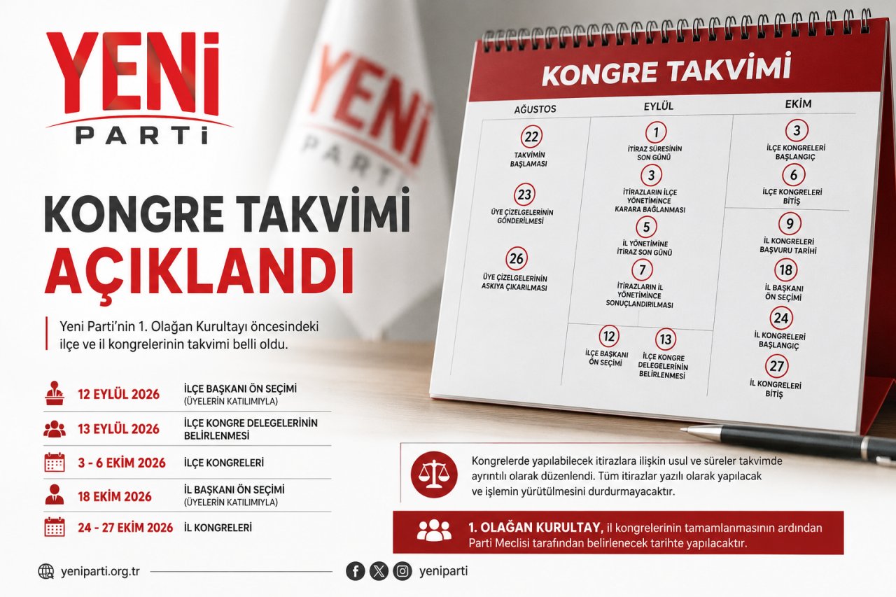 Yeni Parti'de kongre takvimi belli oldu