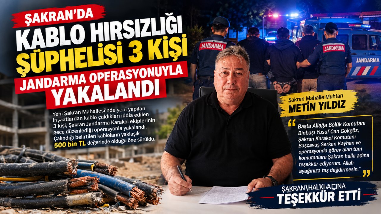 Şakran'da Kablo Hırsızlığı Şüphelisi 3 Kişi Yakalandı