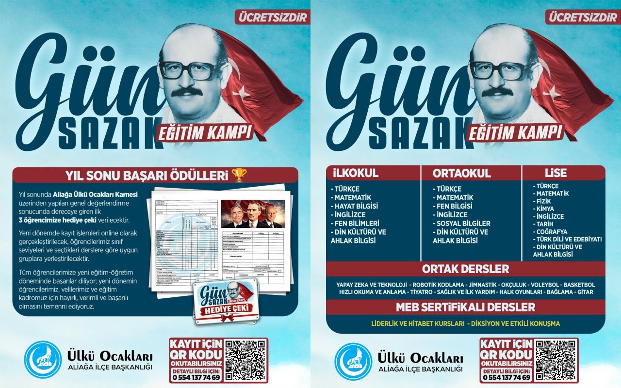 Aliağa Ülkü Ocakları'ndan öğrencilere ücretsiz eğitim kampı